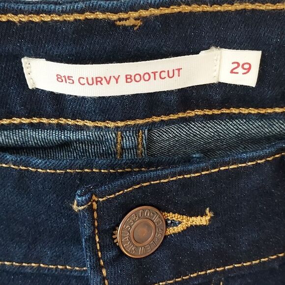 LEVI'S Women's 815 Curvy Bootcut Mid Rise‎ Dark Wash Denim Blue Jeans 29 32 - Picture 3 of 12